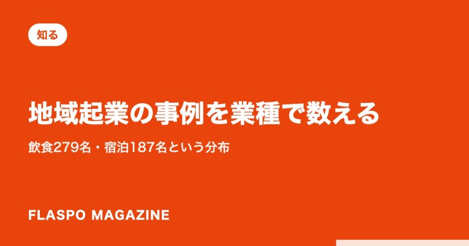 地域起業の事例を業種で数える｜飲食279名・宿泊187名という分布