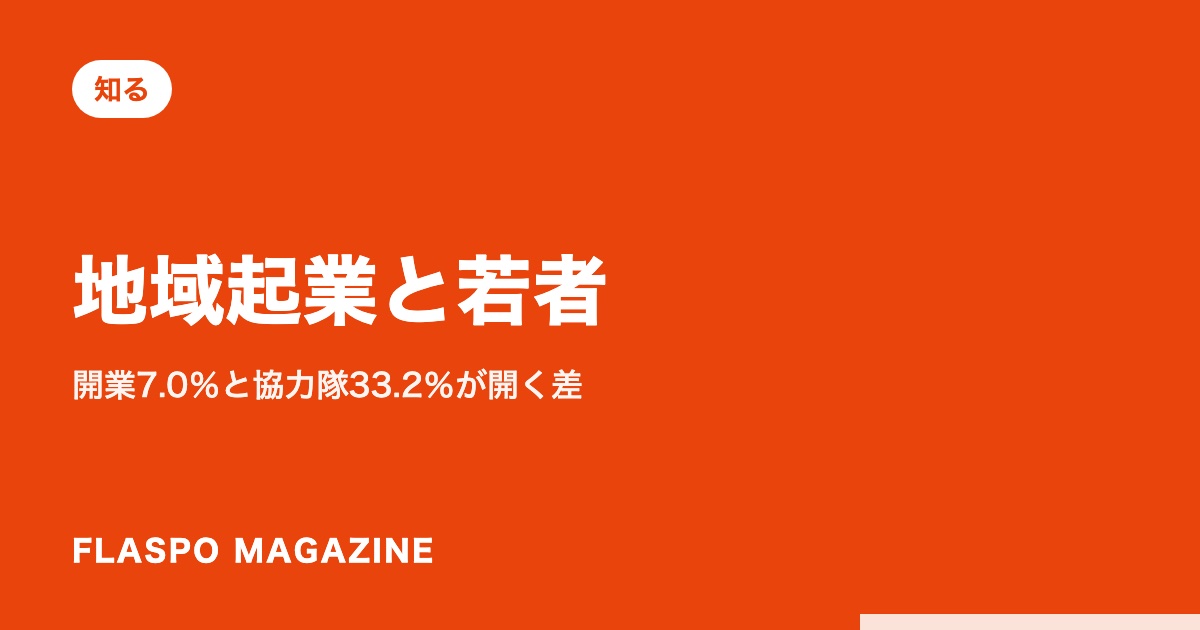 地域起業と若者｜開業7.0％と協力隊33.2％が開く差