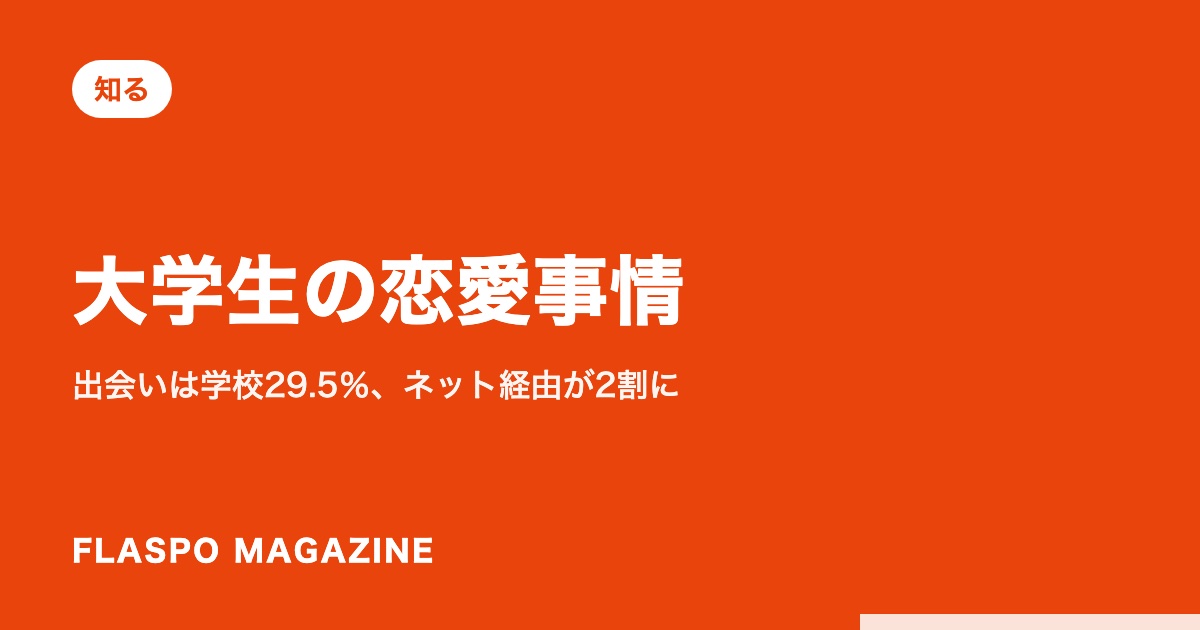 大学生の恋愛事情｜出会いは学校29.5％、ネット経由が2割に