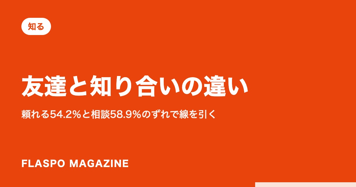 友達と知り合いの違い｜頼れる54.2％と相談58.9％のずれで線を引く