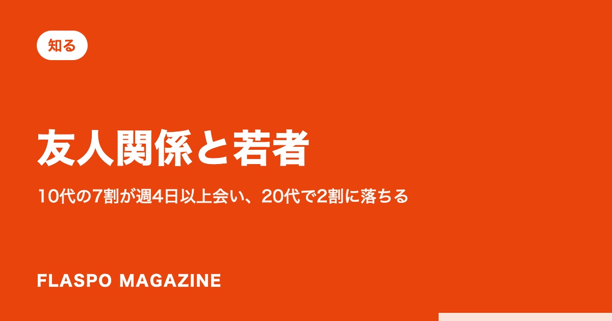 友人関係と若者｜10代の7割が週4日以上会い、20代で2割に落ちる