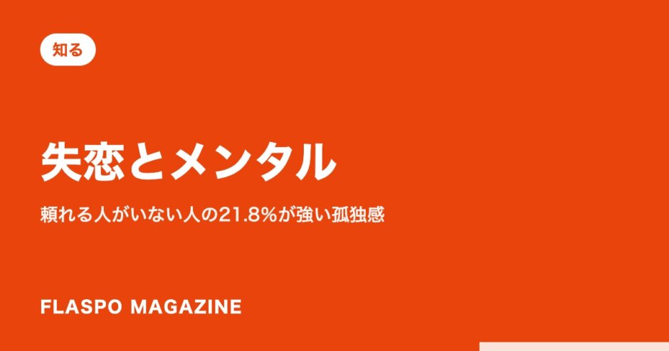 失恋とメンタル｜頼れる人がいない人の21.8％が強い孤独感