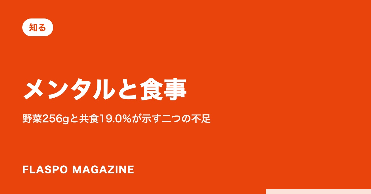 メンタルと食事｜野菜256gと共食19.0％が示す二つの不足