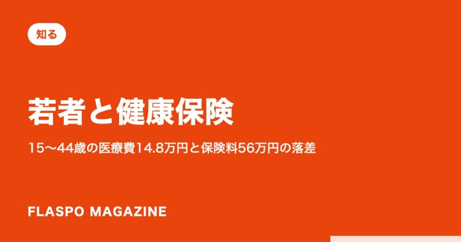 若者と健康保険｜15〜44歳の医療費14.8万円と保険料56万円の落差